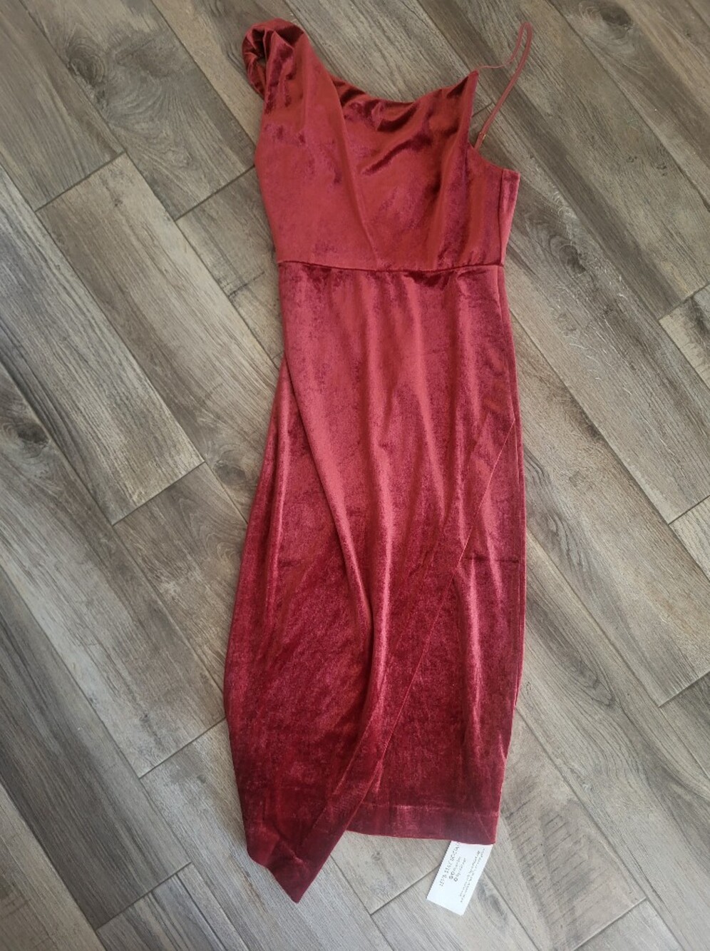 Yumikim Red/pink Velvet One-Shoulder Midi Dress Size S Nwt